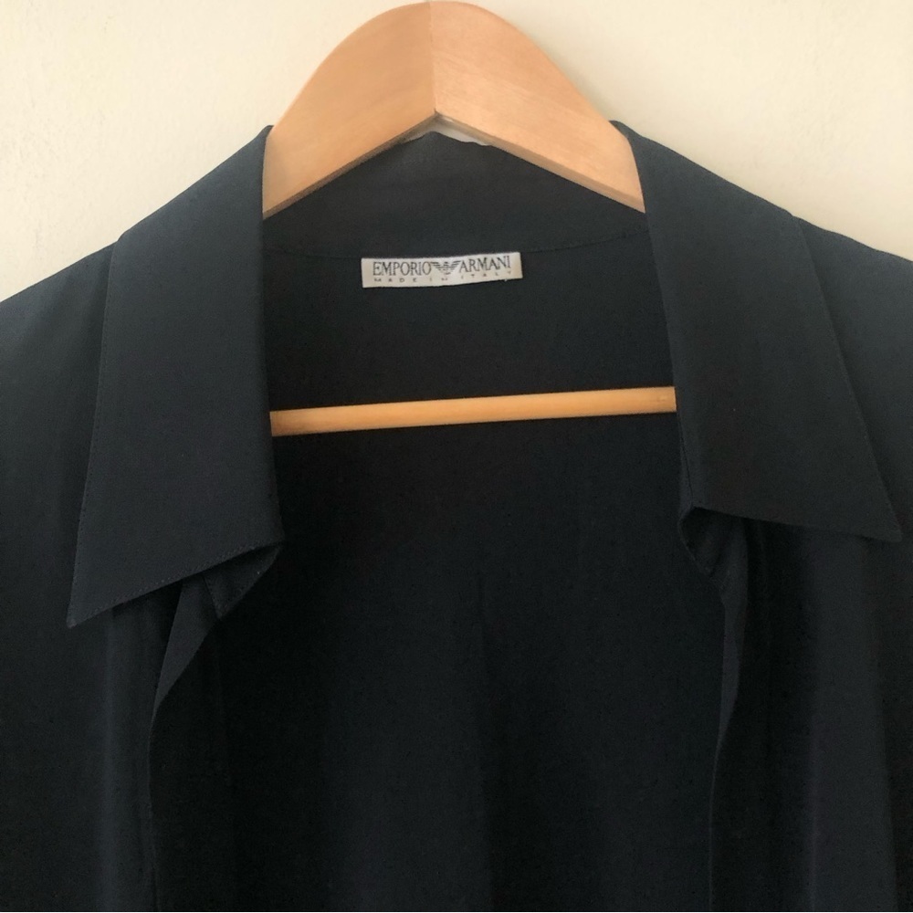 Emporio Armani Black Silk Blend Open Front Collared Cardigan size 38/8 - Picture 6 of 11